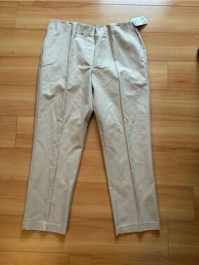 NWT Maison d’Amelie Women's Ankle Trousers in Light Beige slide-on khaki sz 14